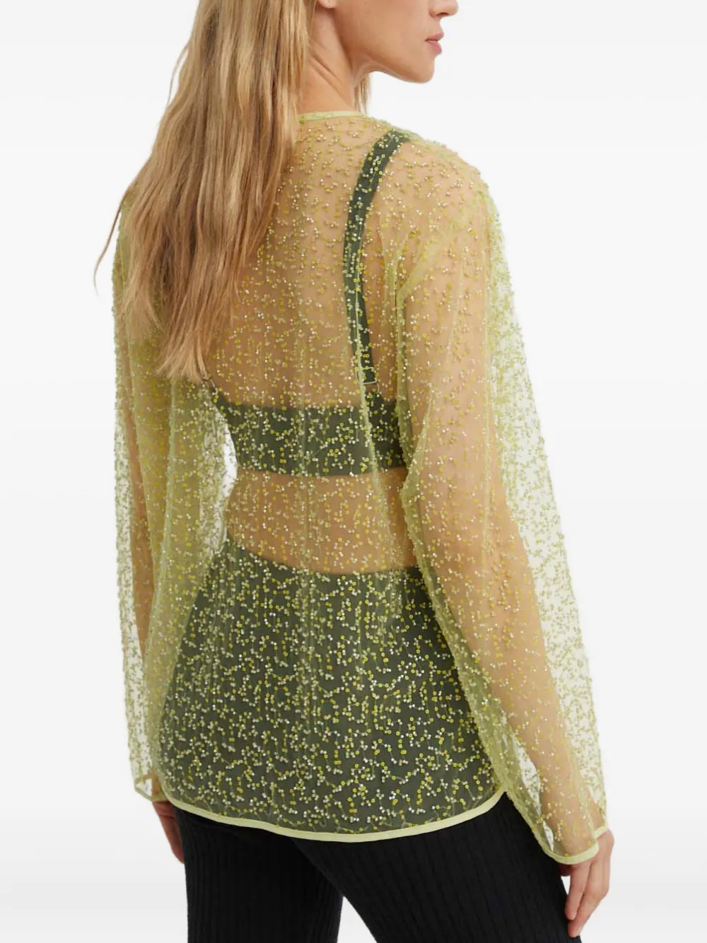 Samsoe & Samsoe Beaded Long-sleeve Blouse In Green