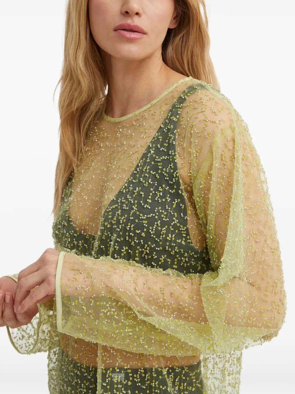 Samsoe & Samsoe Beaded Long-sleeve Blouse In Green