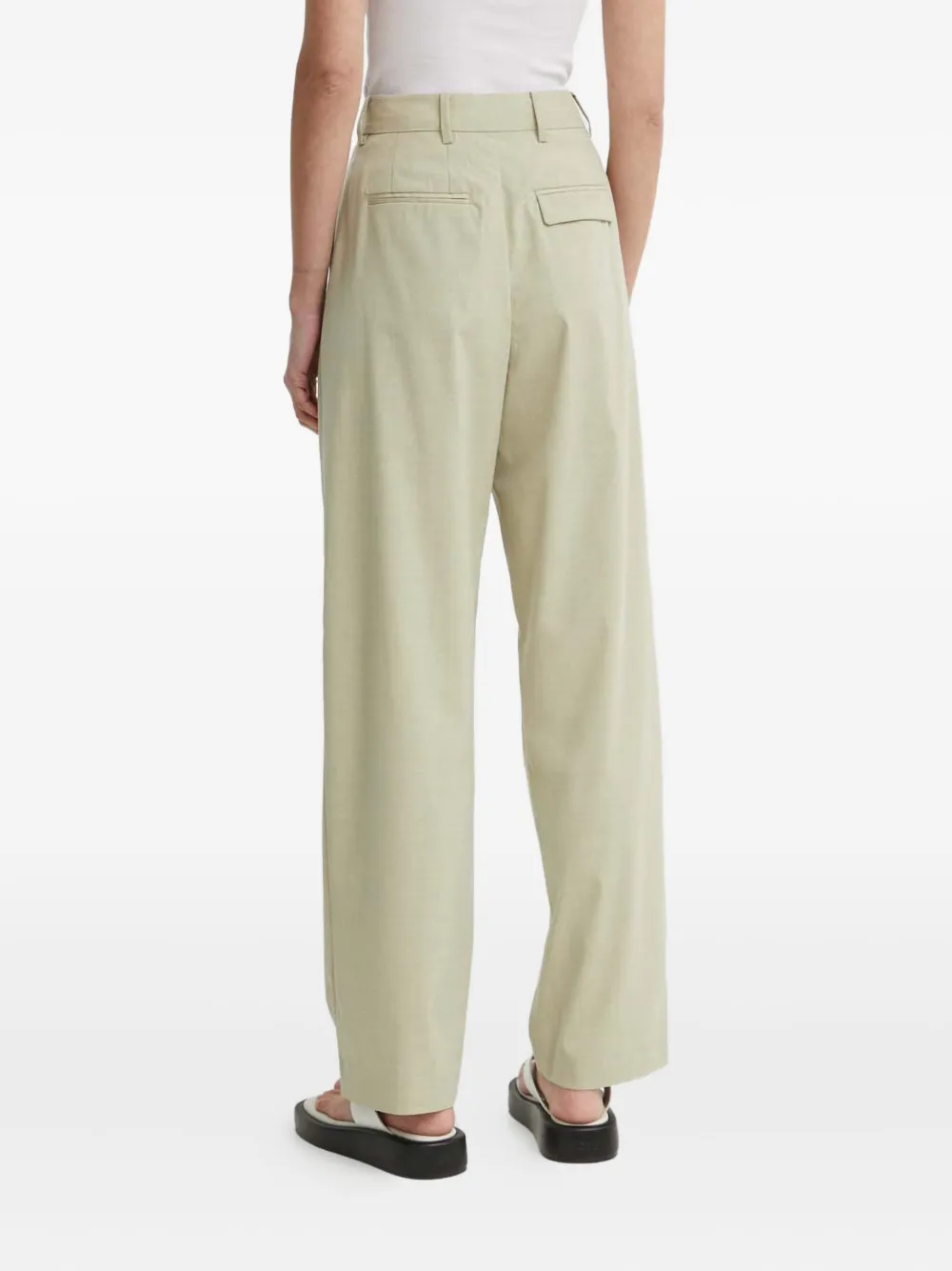 SAMSOE Straight broek met geplooide voorkant Groen