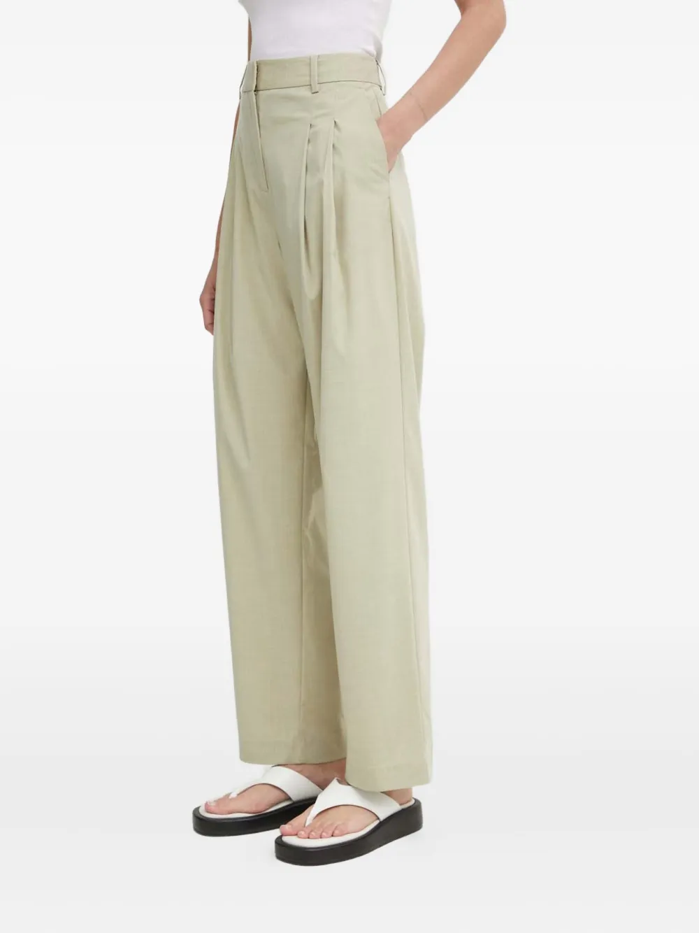 SAMSOE SAMSOE front-pleat straight trousers | Green | Image 1