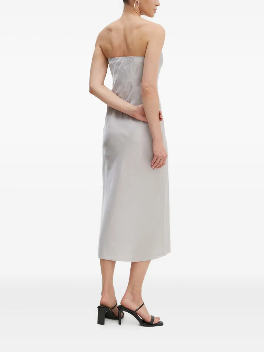 SAMSOE Strapless midi-jurk Zilver