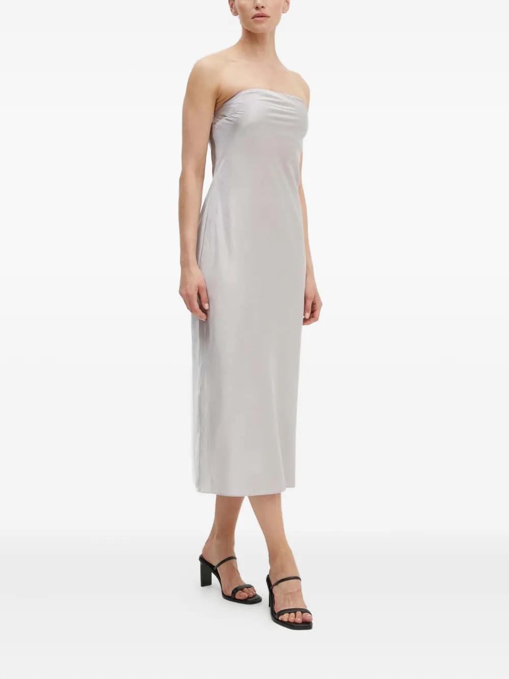SAMSOE SAMSOE Strapless midi-jurk - Zilver