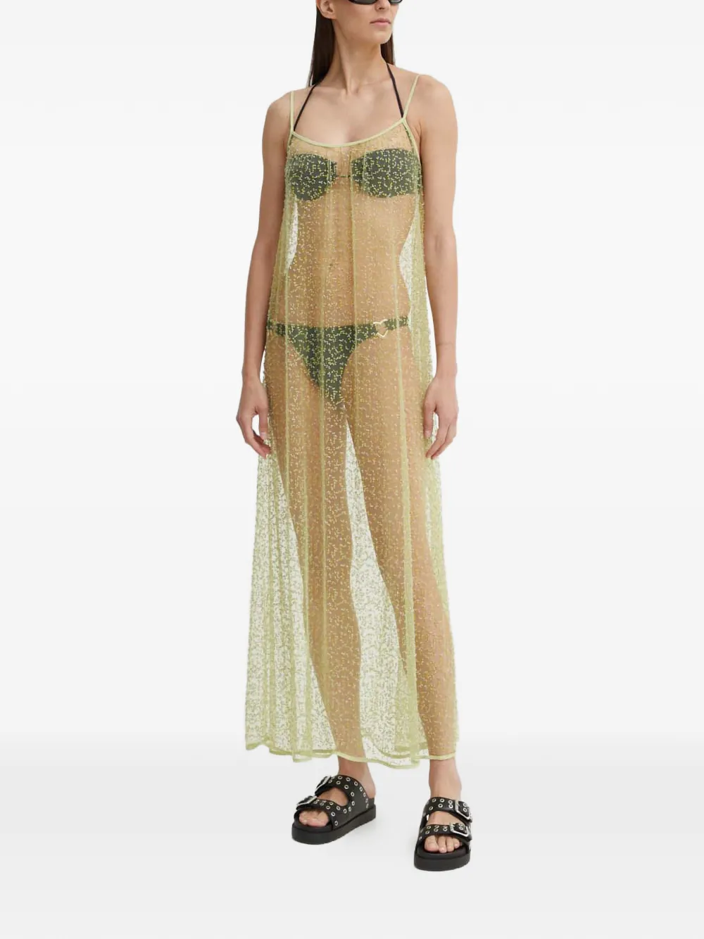 Samsoe & Samsoe Samally Beaded Midi Dress In Green