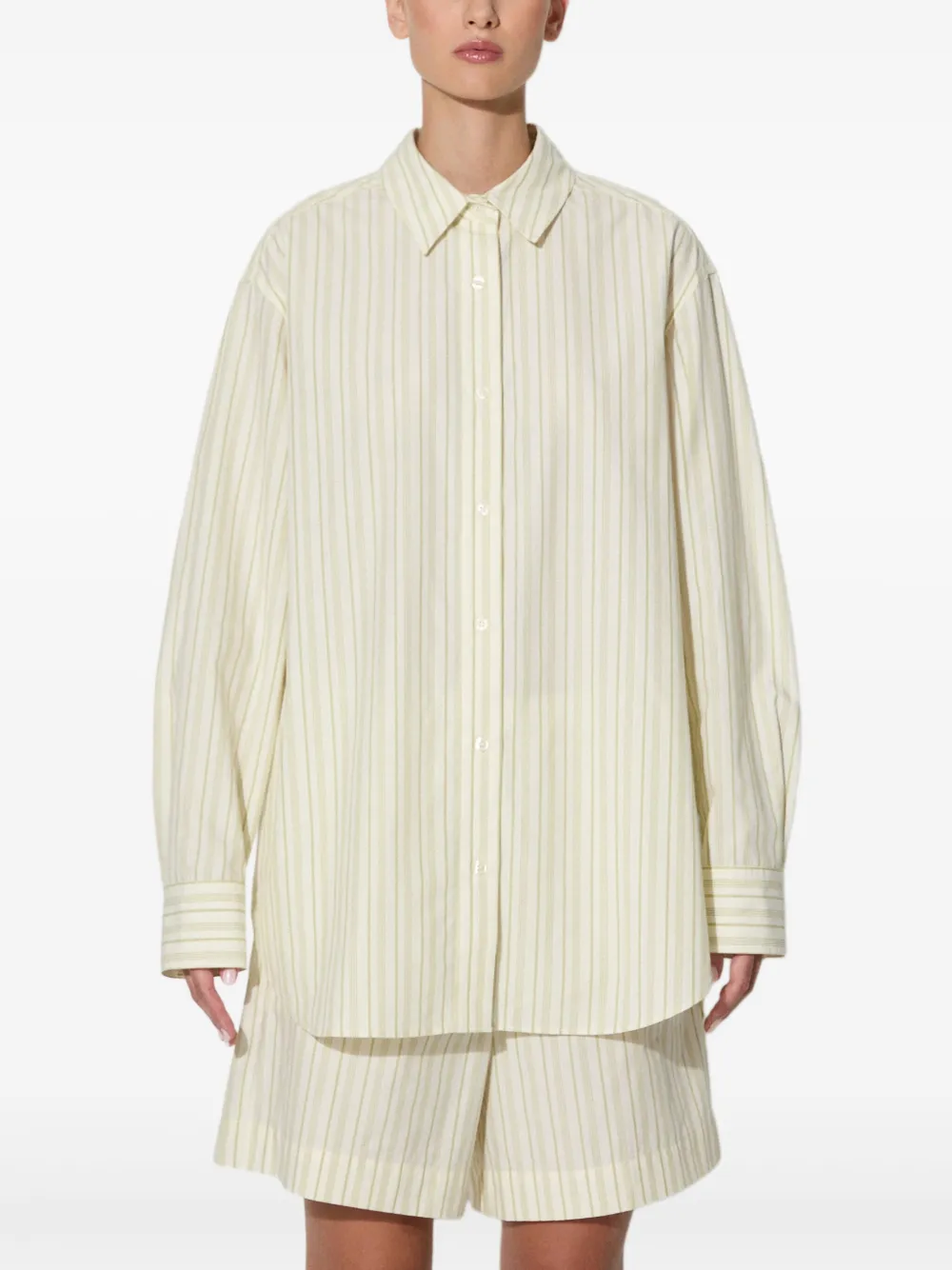 SAMSOE SAMSOE striped-pattern shirt | Neutrals | Image 1