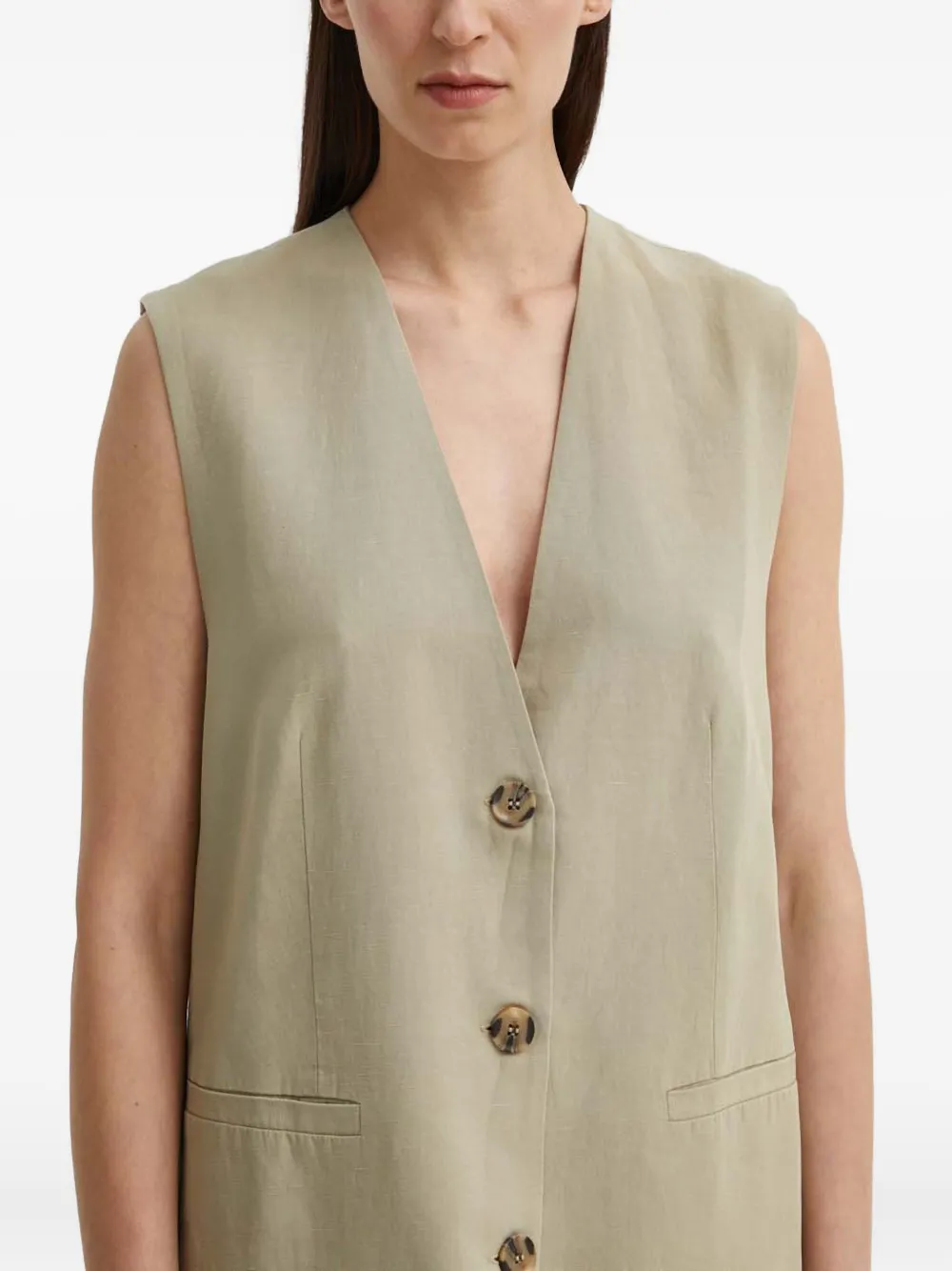 SAMSOE Mouwloze bodywarmer met V-hals Beige