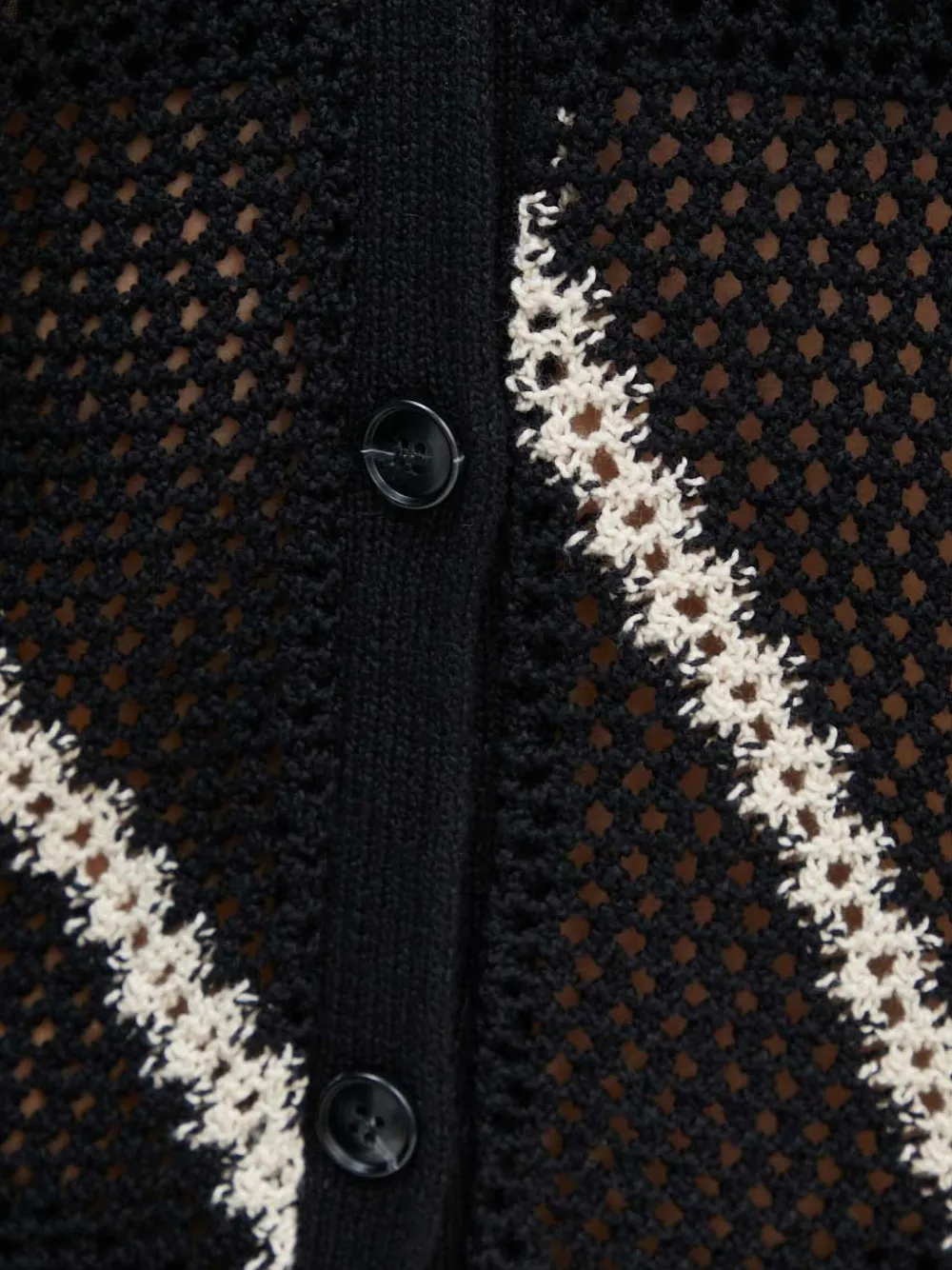 Samsoe & Samsoe Striped-pattern Short-sleeve Cardigan In Black