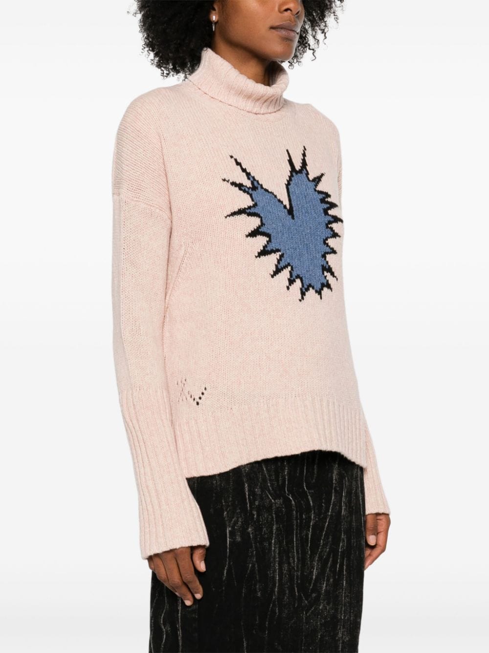 Shop Zadig & Voltaire Alma Spiked Heart Sweater In Pink