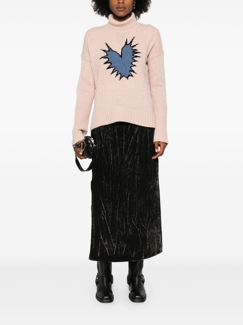 Shop Zadig & Voltaire Alma Spiked Heart Sweater In Pink