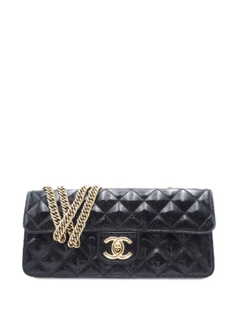 HOT SALE CHANEL 2008-2009 Quilted Patent Glitter Evening Star East West Flap shoulder bag Women