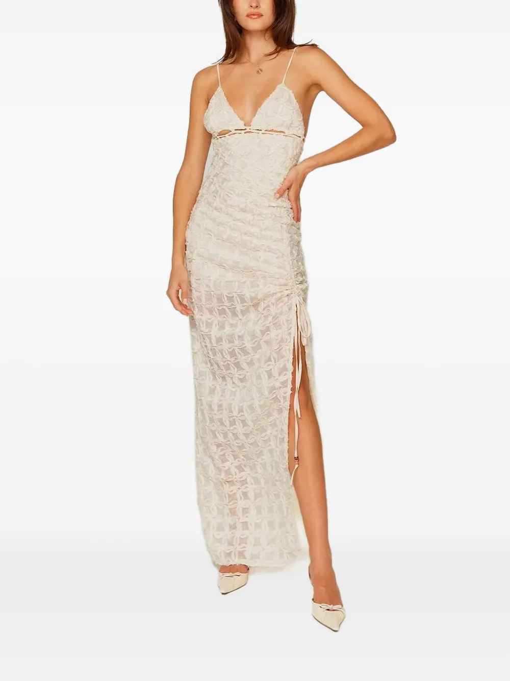 House Of Sunny Robe Hera Applique Blanc Cassé In Neutral