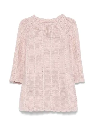 Pull Paz Rodriguez 100% Laine - Manches Longues - Couleur Rose Pêche Clair - Neuf Avec Étiquettes