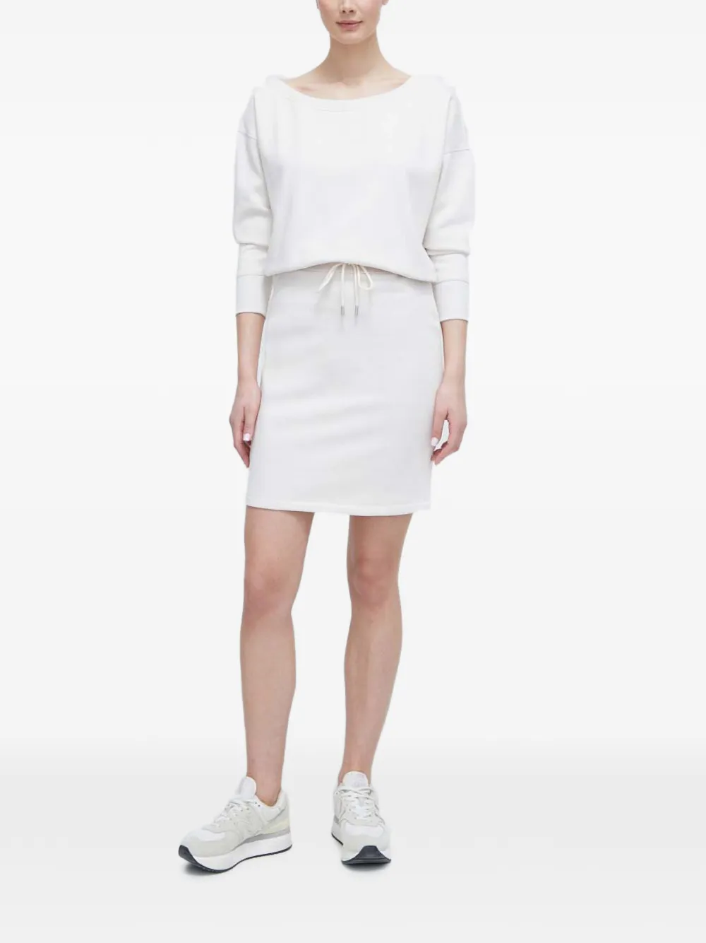 DKNY drawstring long-sleeve mini dress - Toni neutri