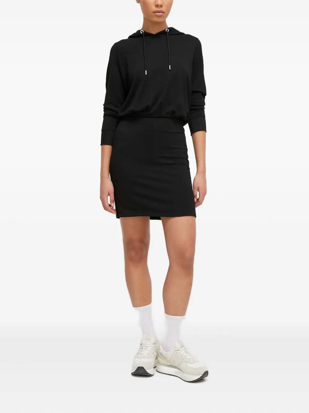 DKNY hooded long-sleeve mini dress - Zwart