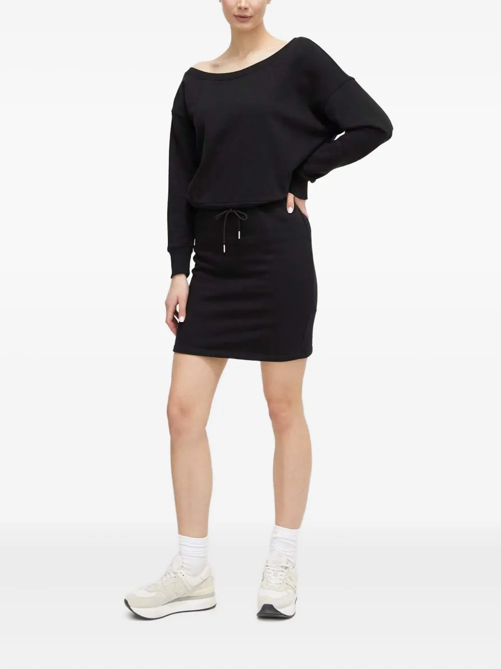 Dkny Drawstring Mini Dress In Black