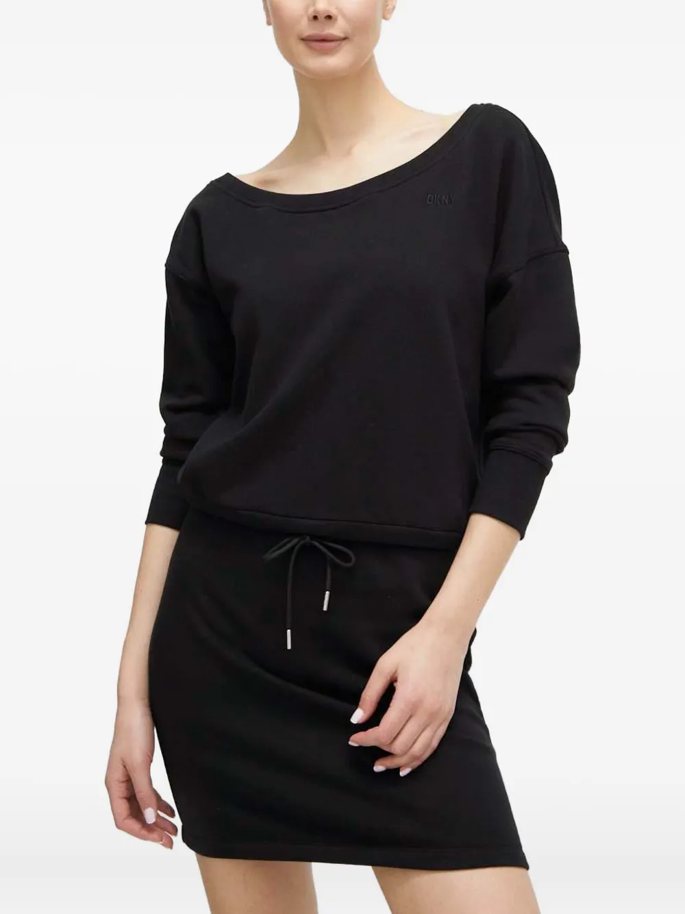 Dkny Drawstring Mini Dress In Black