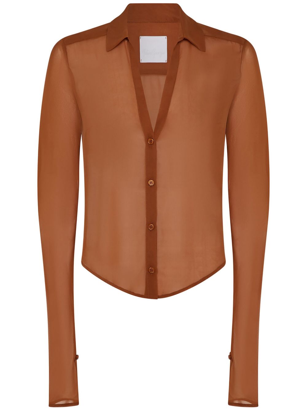 Shop Paris Georgia Sheer Silk Shirt In Brown