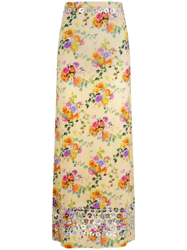 Rabanne floral embellished maxi skirt