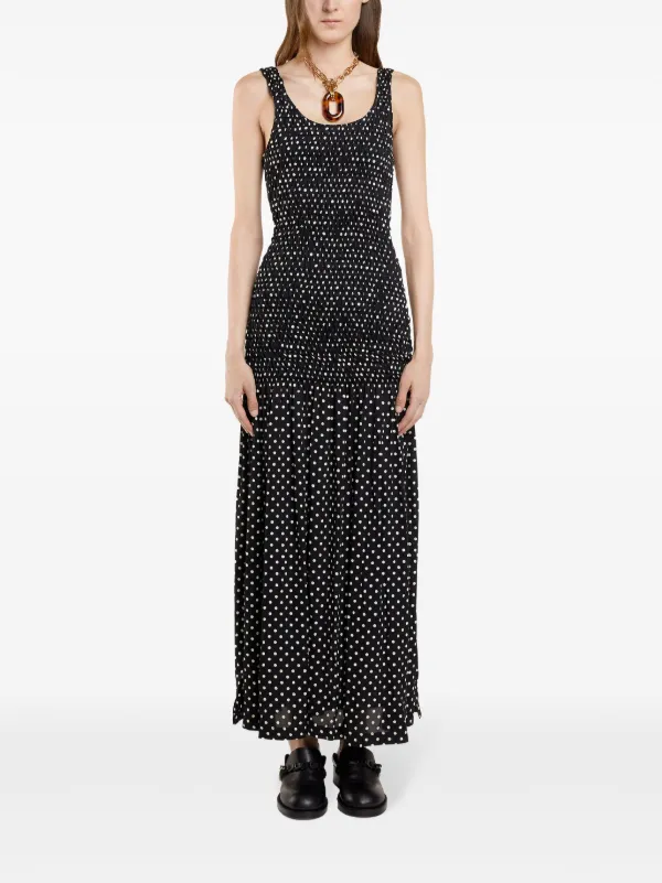 Rabanne polka-dot Crepe Long Dress | Black | FARFETCH