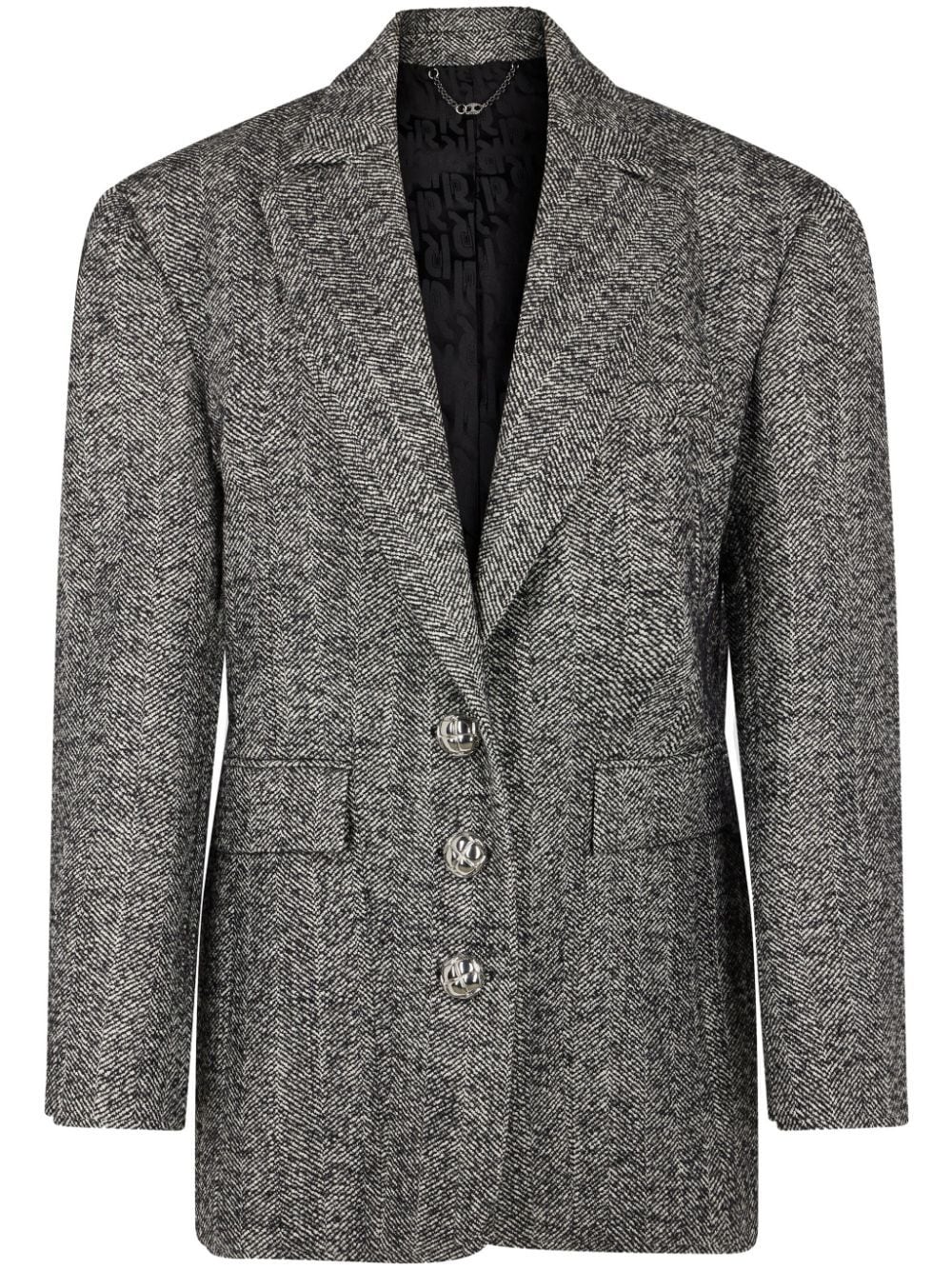 Shop Rabanne Herringbone-pattern Wool Blazer In Black