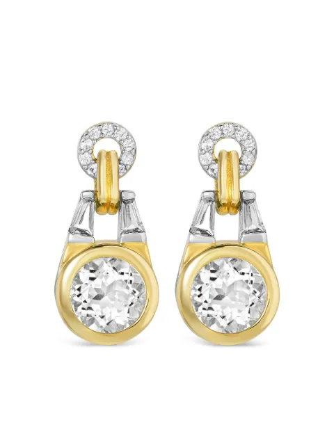 V JEWELLERY Olive round-topaz buckle earrings