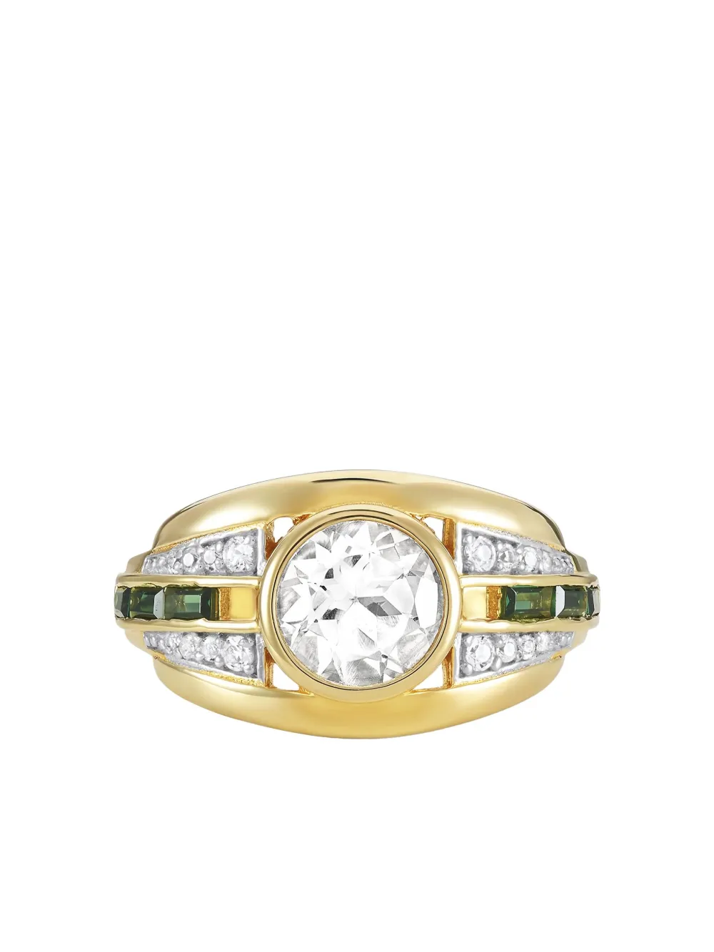 V Jewellery Olive Crystal-embellishment Ring In Gold
