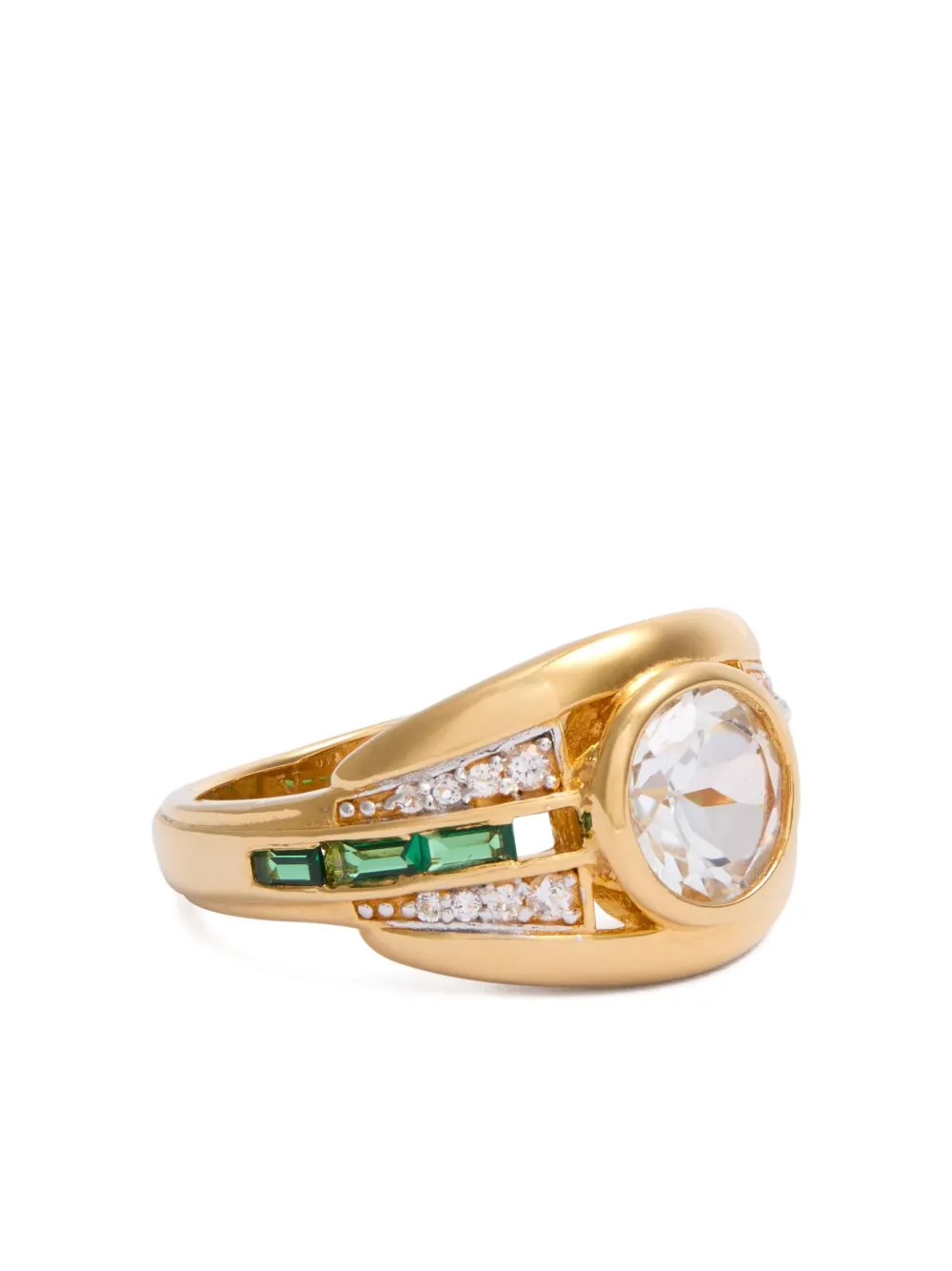 V JEWELLERY Olive crystal-embellishment ring - Goud