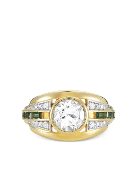 V JEWELLERY Olive crystal-embellishment ring