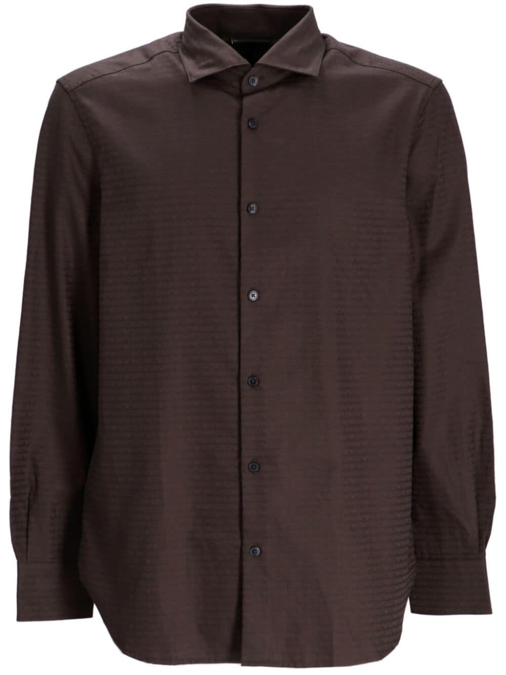 Shop Emporio Armani Logo-jacquard Shirt In Brown