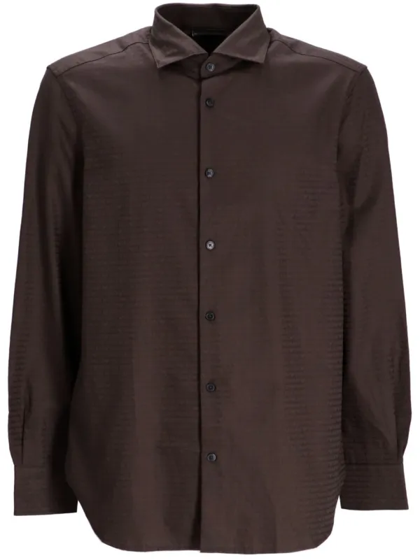 Emporio Armani logo-jacquard Shirt Brown FARFETCH IN