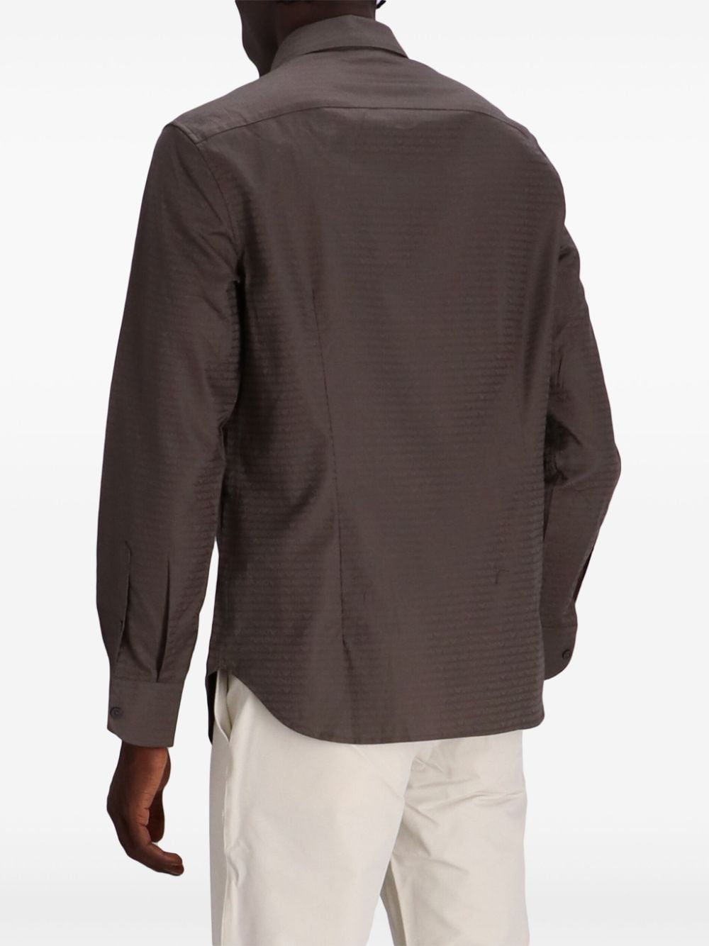 Shop Emporio Armani Logo-jacquard Shirt In Brown