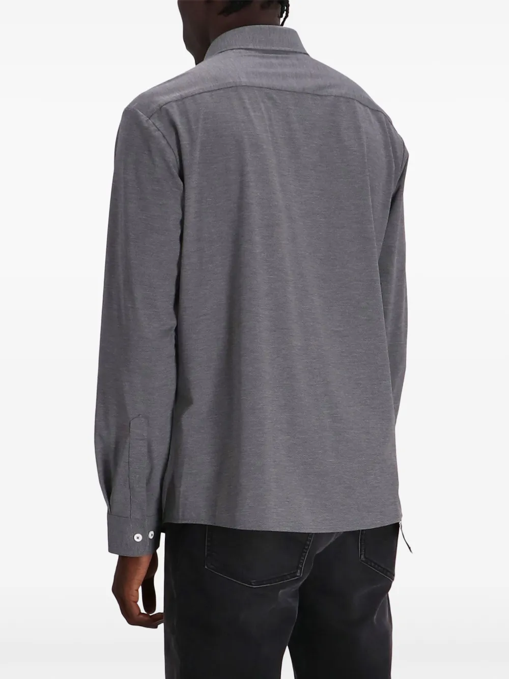 BOSS Slim-fit stretch jersey blouse Grijs
