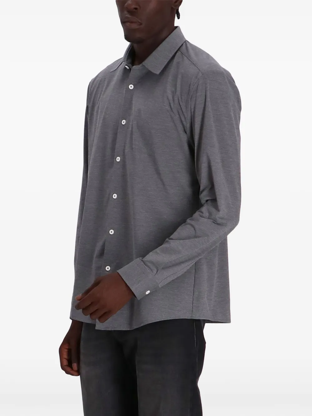 BOSS Slim-fit stretch jersey blouse Grijs