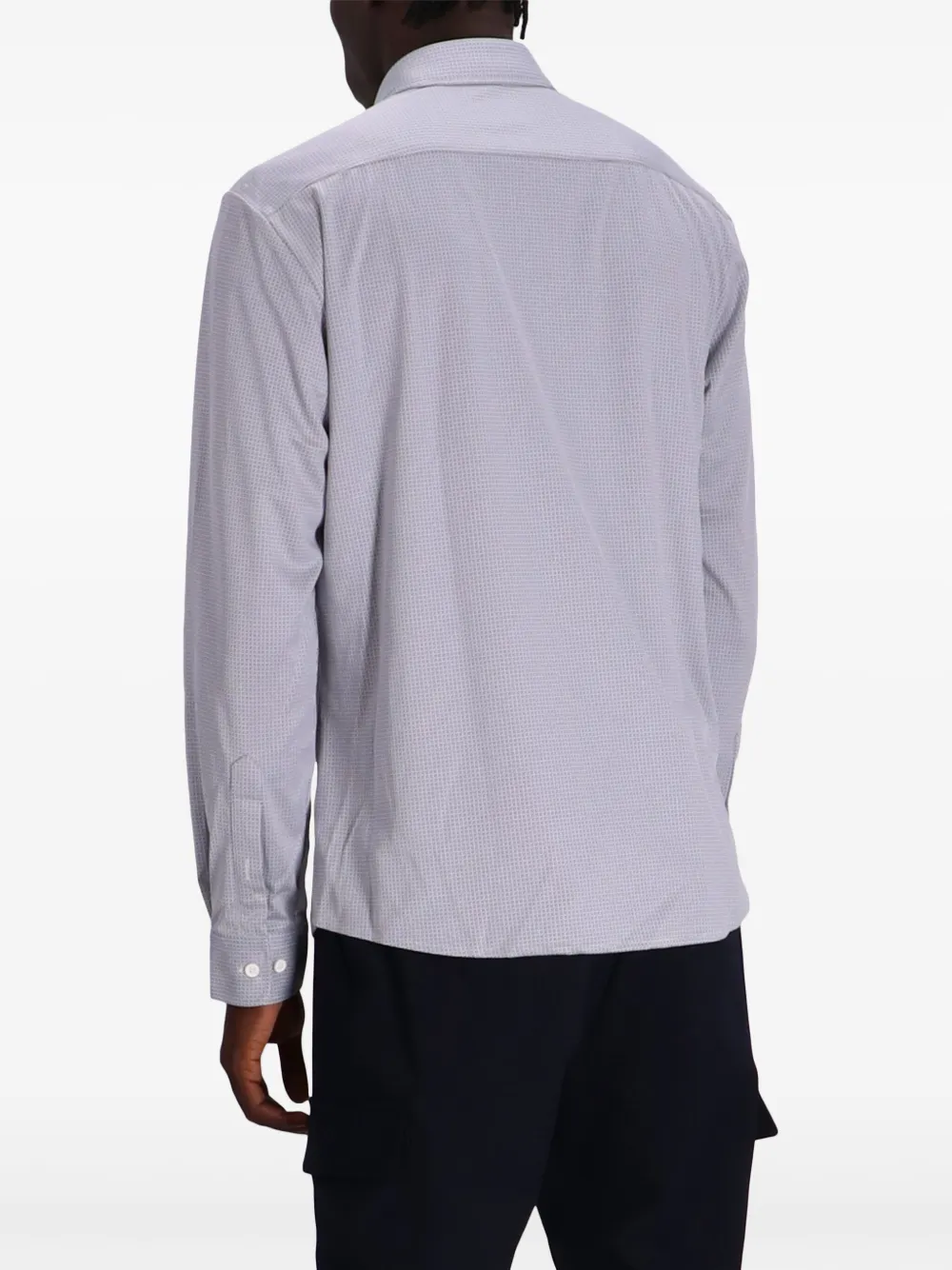 BOSS Stretch-jersey geruit overhemd Grijs