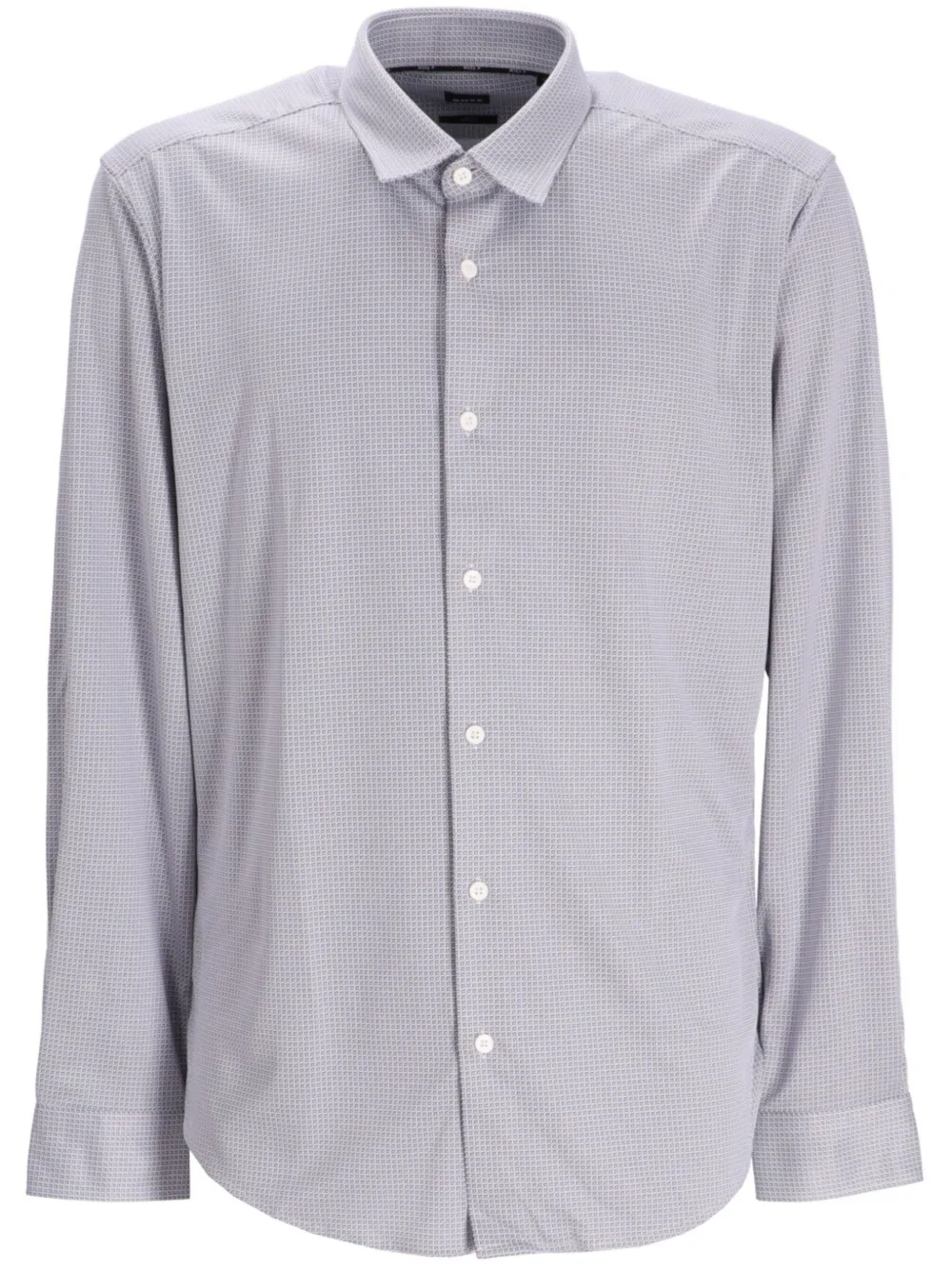 BOSS Stretch-jersey geruit overhemd Grijs