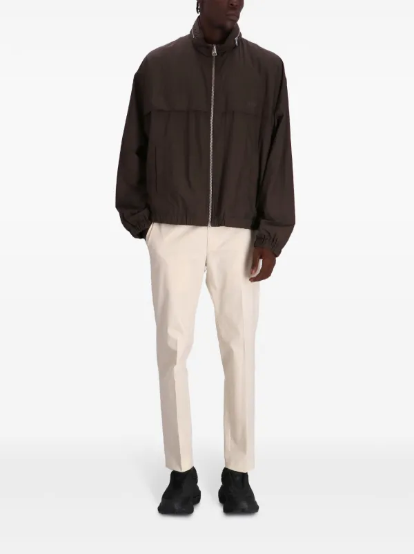 AMI Paris Elasticated Zipped Windbreaker | Brown | FARFETCH