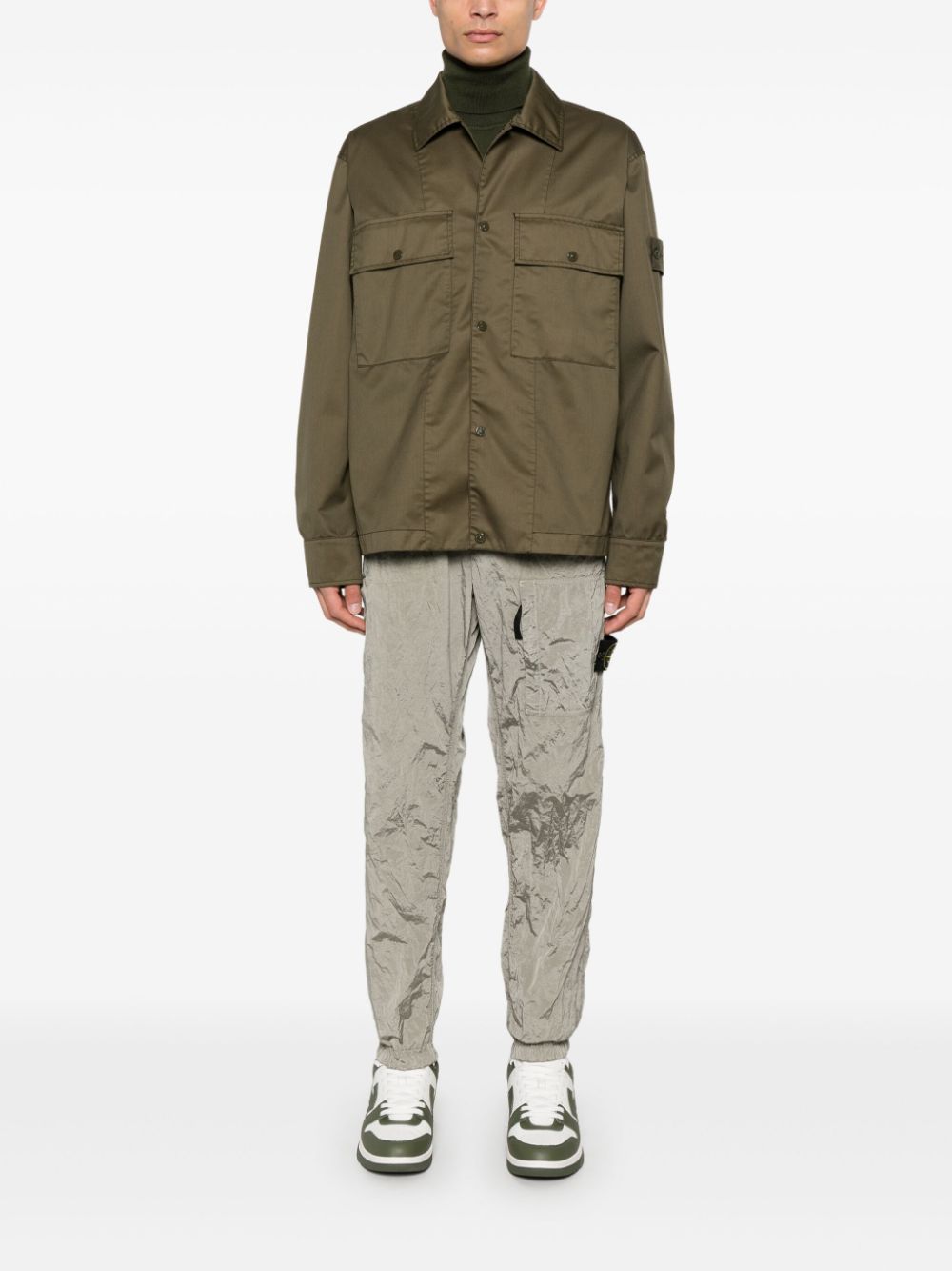 Stone Island Broek met Compass-logopatch - Groen