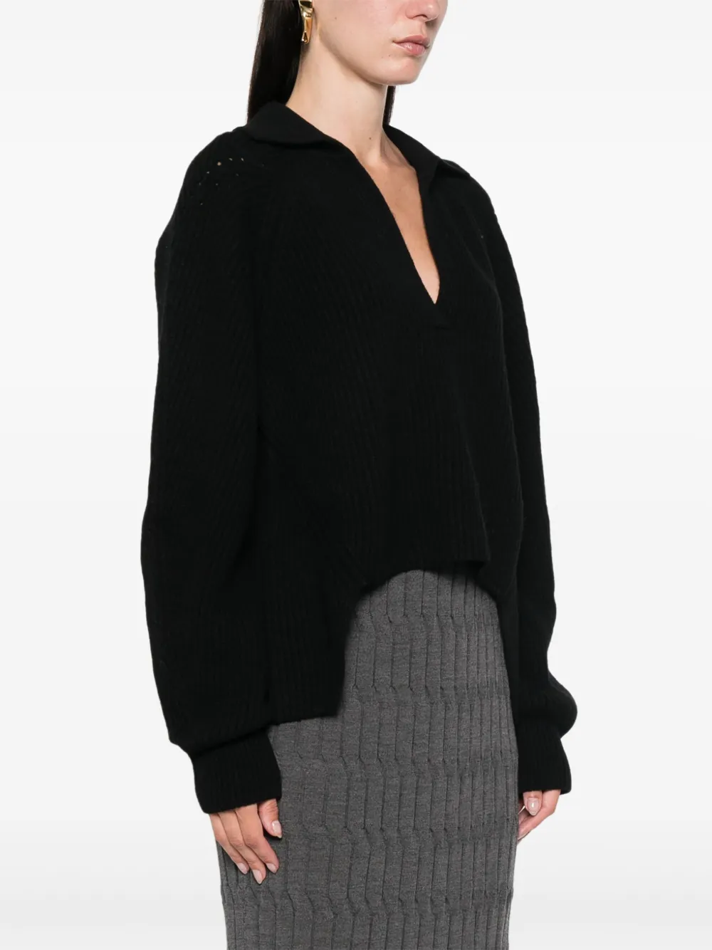 Nude Geribbelde sweater Zwart