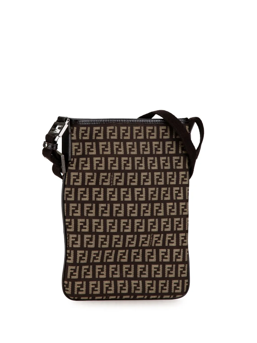 Pre-owned Fendi 2000-2010 Zucchino Canvas Crossbody Bag In Brown