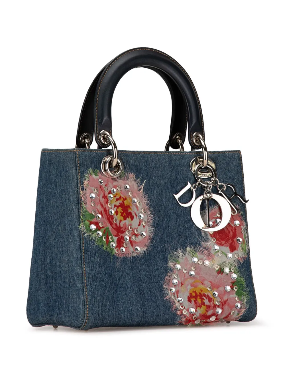 Cheap Christian Dior Pre-Owned 2005 Medium Denim Floral Embellished Lady Dior satchel WOMEN