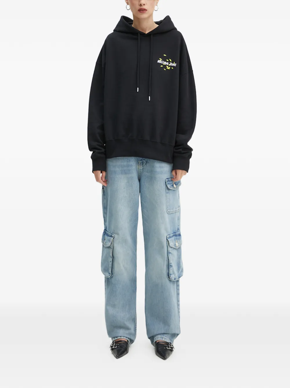 MOSCHINO JEANS drawstring hoodie - Zwart