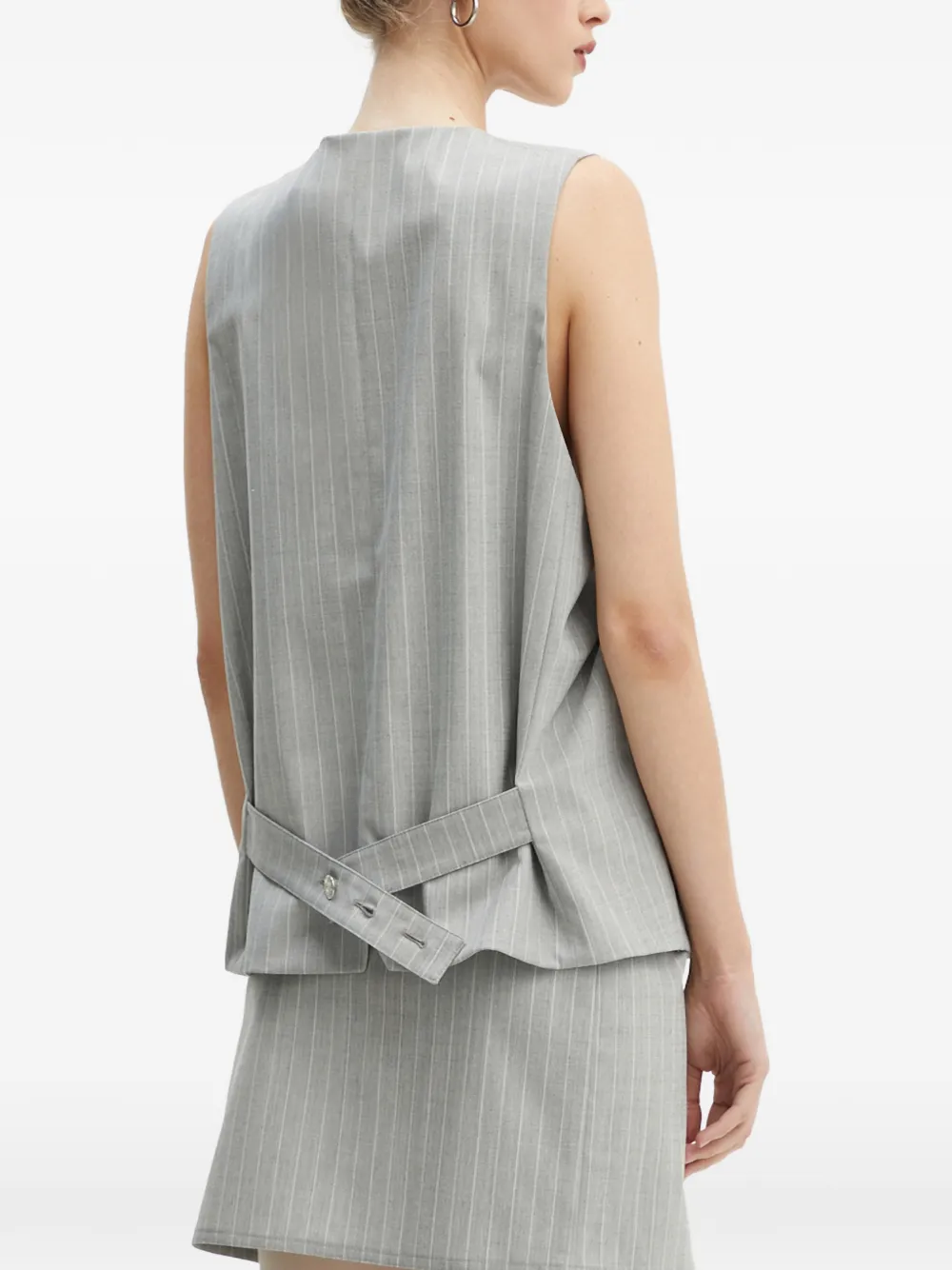  Moschino Jeans Pinstripe-pattern Button-fastening Waistcoat - Grey 