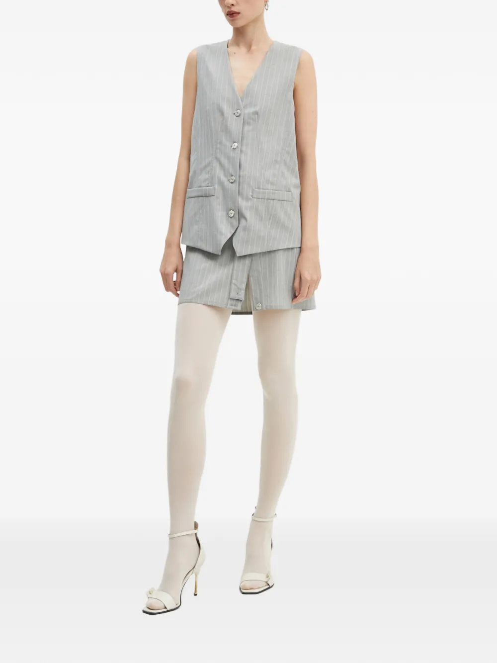  Moschino Jeans Striped-pattern Mini Skirt - Grey 