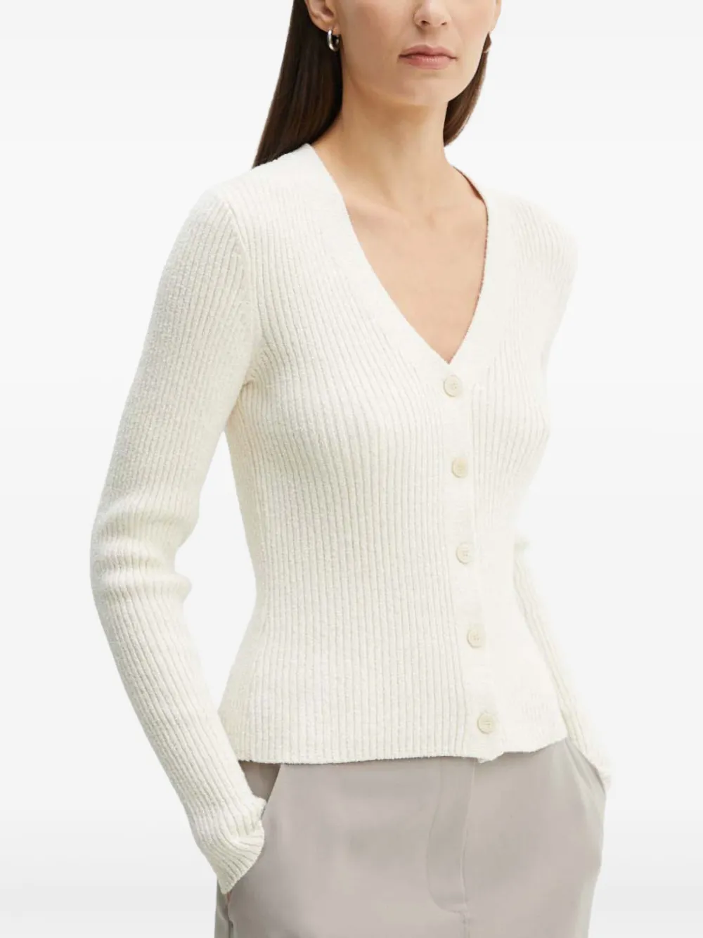 Theory button v-neck cardigan | tons neutres | Image 1