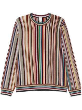 Sweat Paul Smith Homme - Rayures Zèbres Noir - Taille M - Pull Col Rond - Coton Jersey