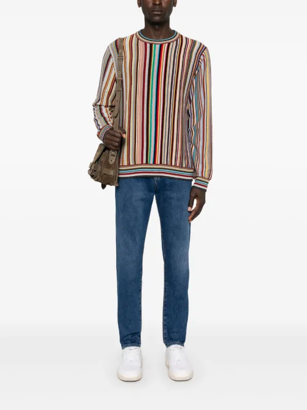 【関税&送料込】Paul Smith Signature Stripe Sweatshirt Men's Dark Navy Cotton-Blend 'Signature Stripe' Sweatshirt