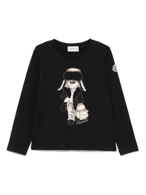 Moncler Enfant dog-print long-sleeves T-shirt