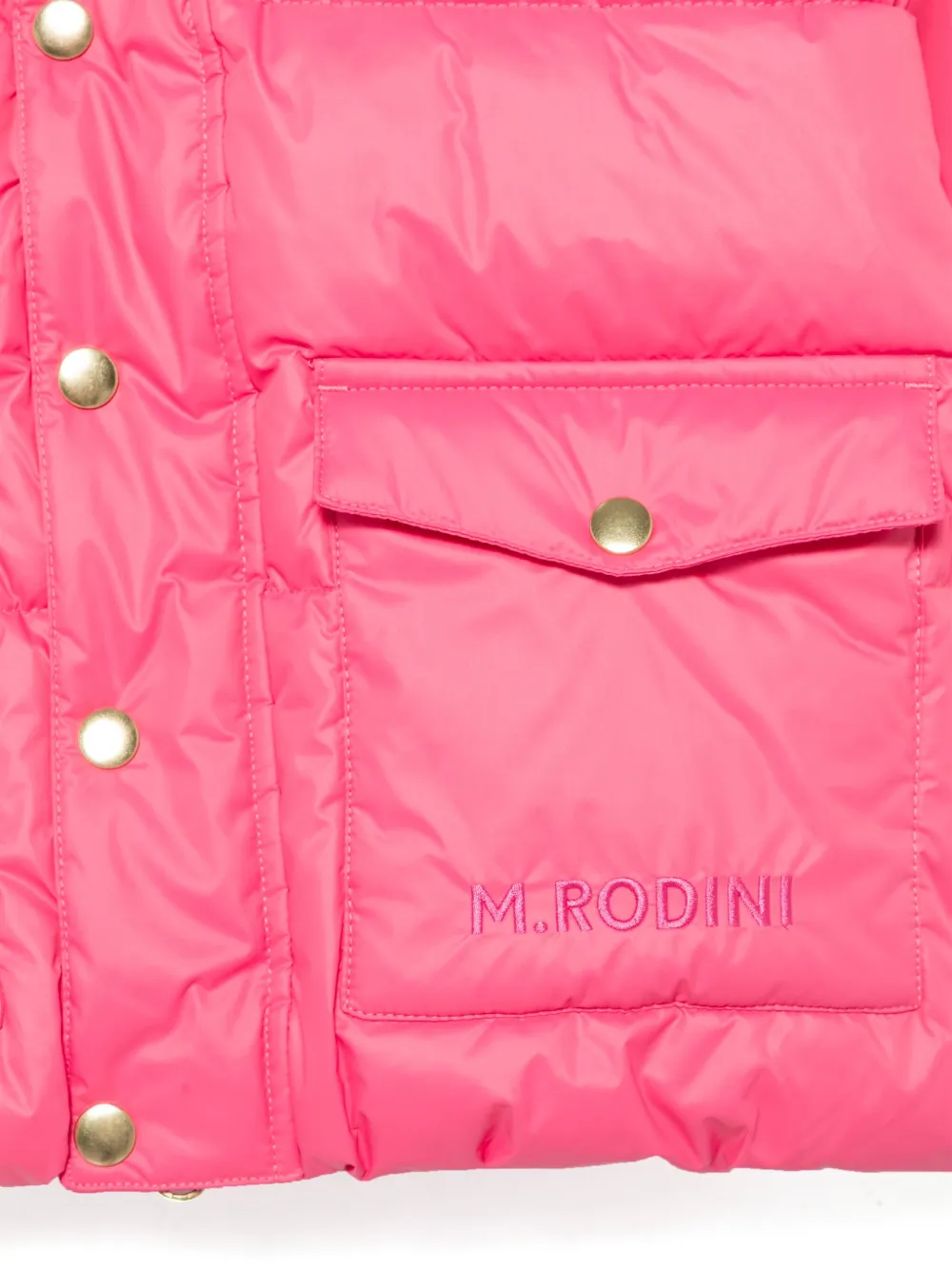 Mini Rodini Donsjack met geborduurd logo Roze