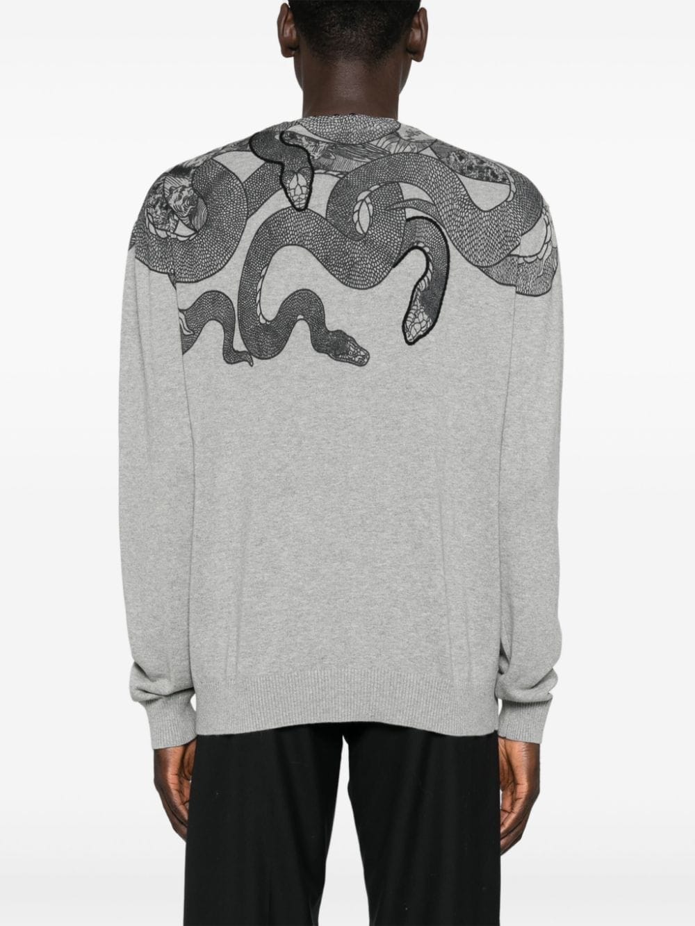 Shop Just Cavalli Snake-print Sweater In Grey