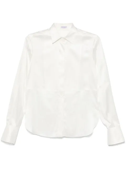 Brunello Cucinelli camisa de satén manga larga