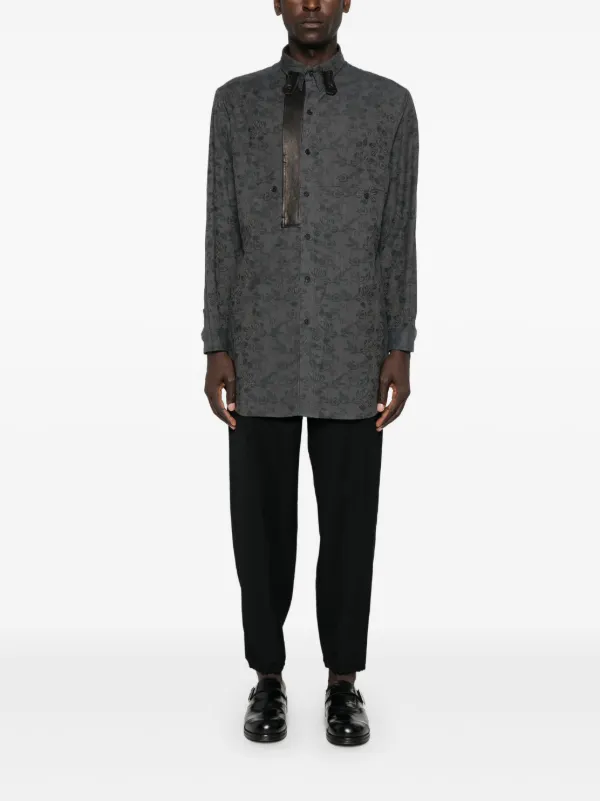 Yohji Yamamoto floral-jacquard Shirt | Blue | FARFETCH CA